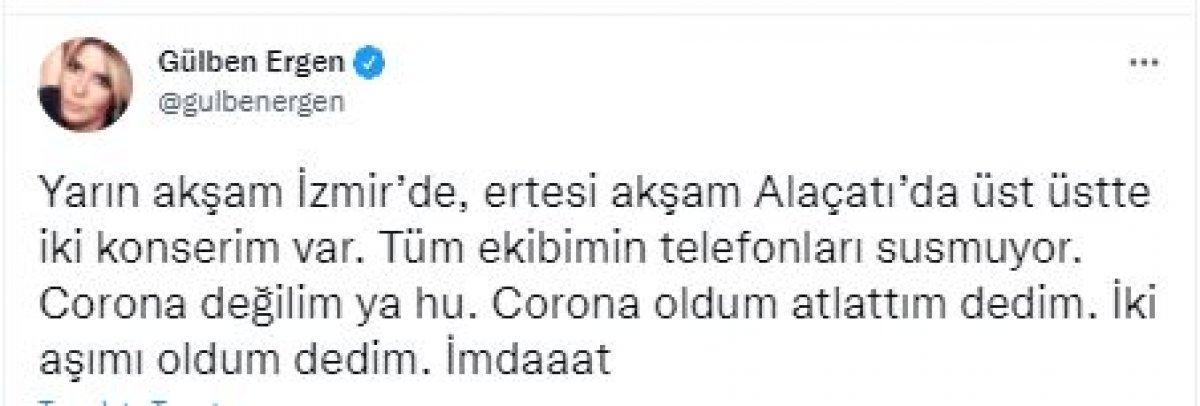 Gülben Ergen ikinci kez koronavirüse yakalandı