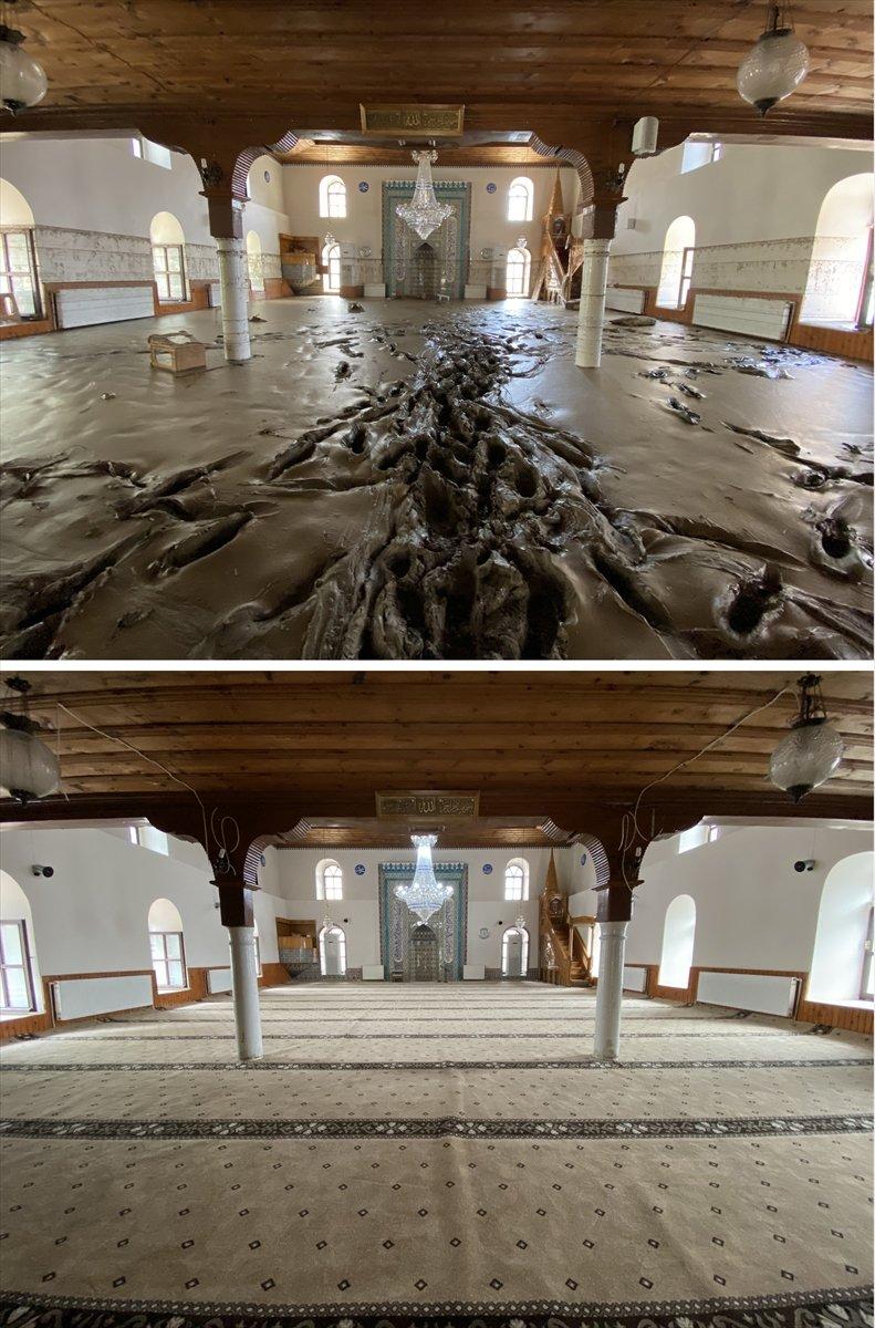 Bozkurt'taki selde balçıkla kaplanan 113 yıllık cami temizlendi