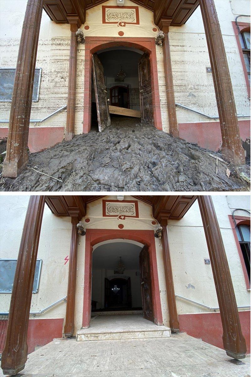 Bozkurt'taki selde balçıkla kaplanan 113 yıllık cami temizlendi