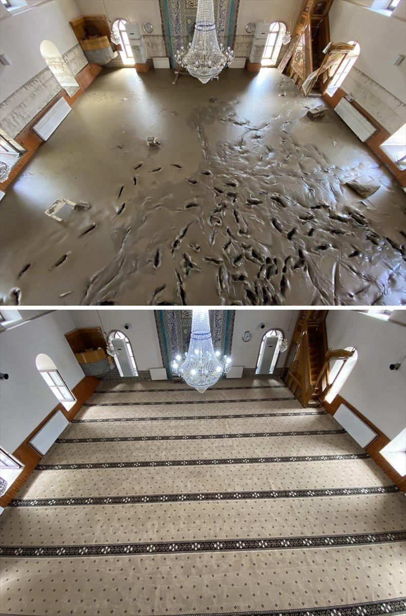 Bozkurt'taki selde balçıkla kaplanan 113 yıllık cami temizlendi