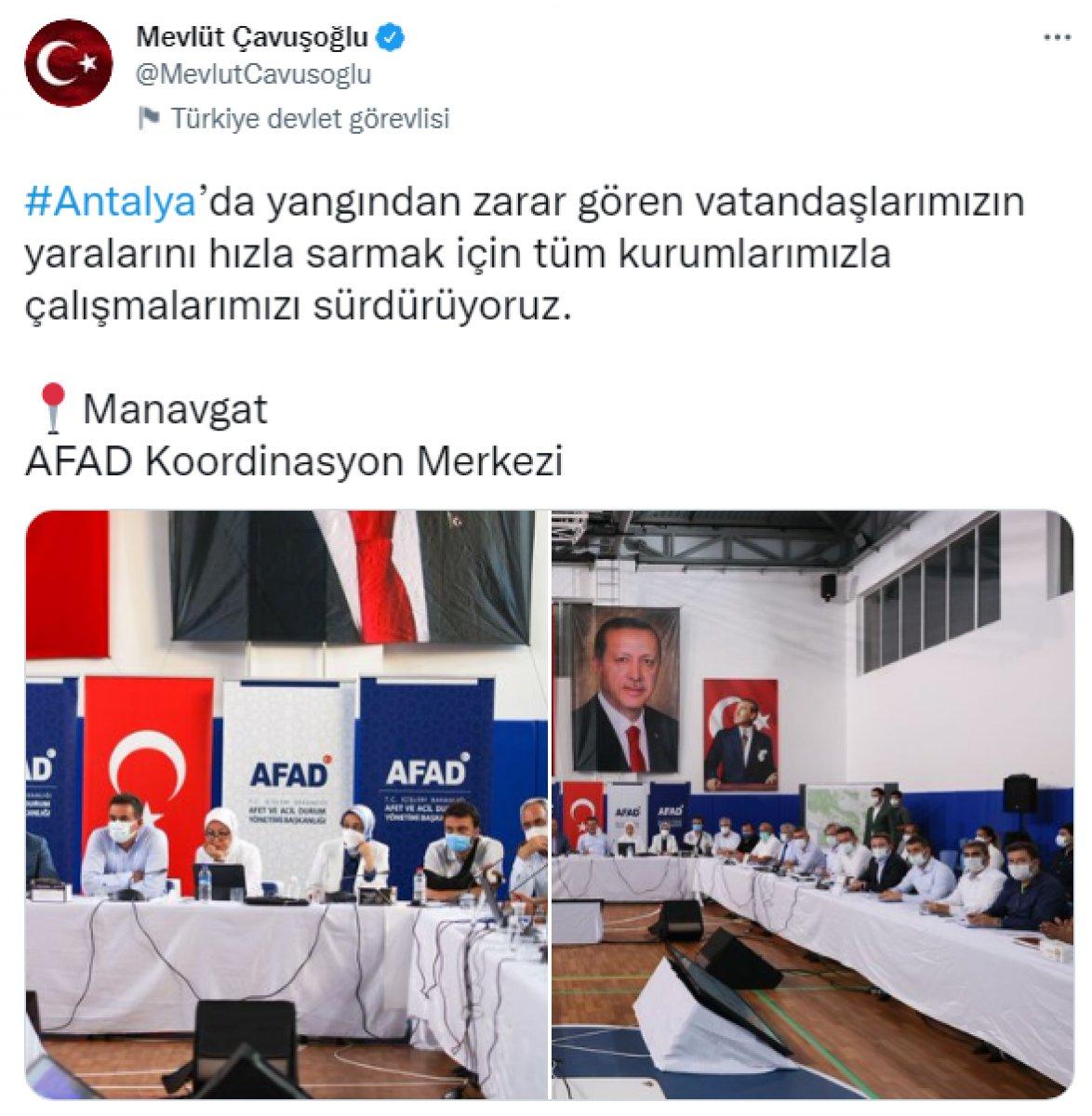 Mevlüt Çavuşoğlu Yangın Sonrası Koordinasyon Toplantısı düzenledi