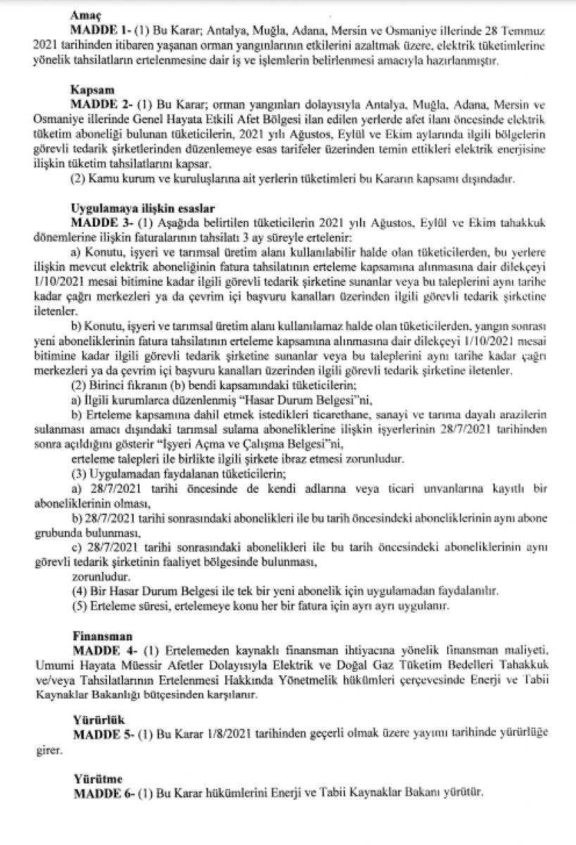Yangınlarından etkilenen 5 ilde elektrik abonelerinin borçları 3 ay ertelendi