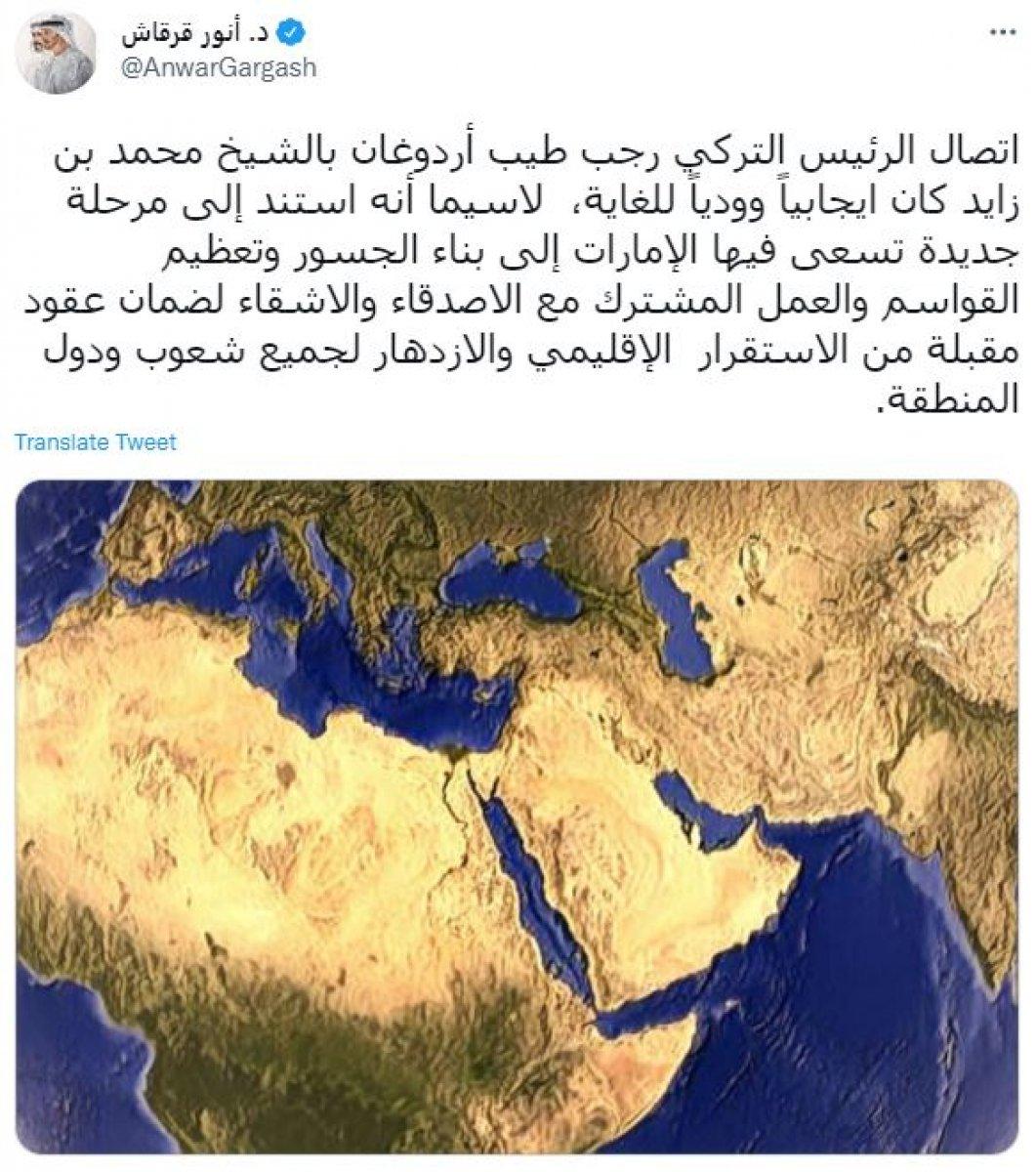 Enver Gargaş: Erdoğan ile Al Nahyan'ın görüşmesi çok olumlu ve dostça