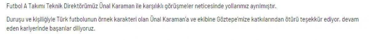 Göztepe'de Ünal Karaman dönemi sona erdi