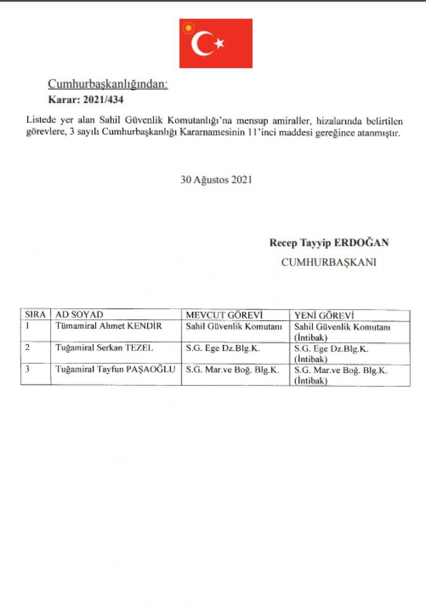 Sahil Güvenlik Komutanlığı'na atamalar belli oldu