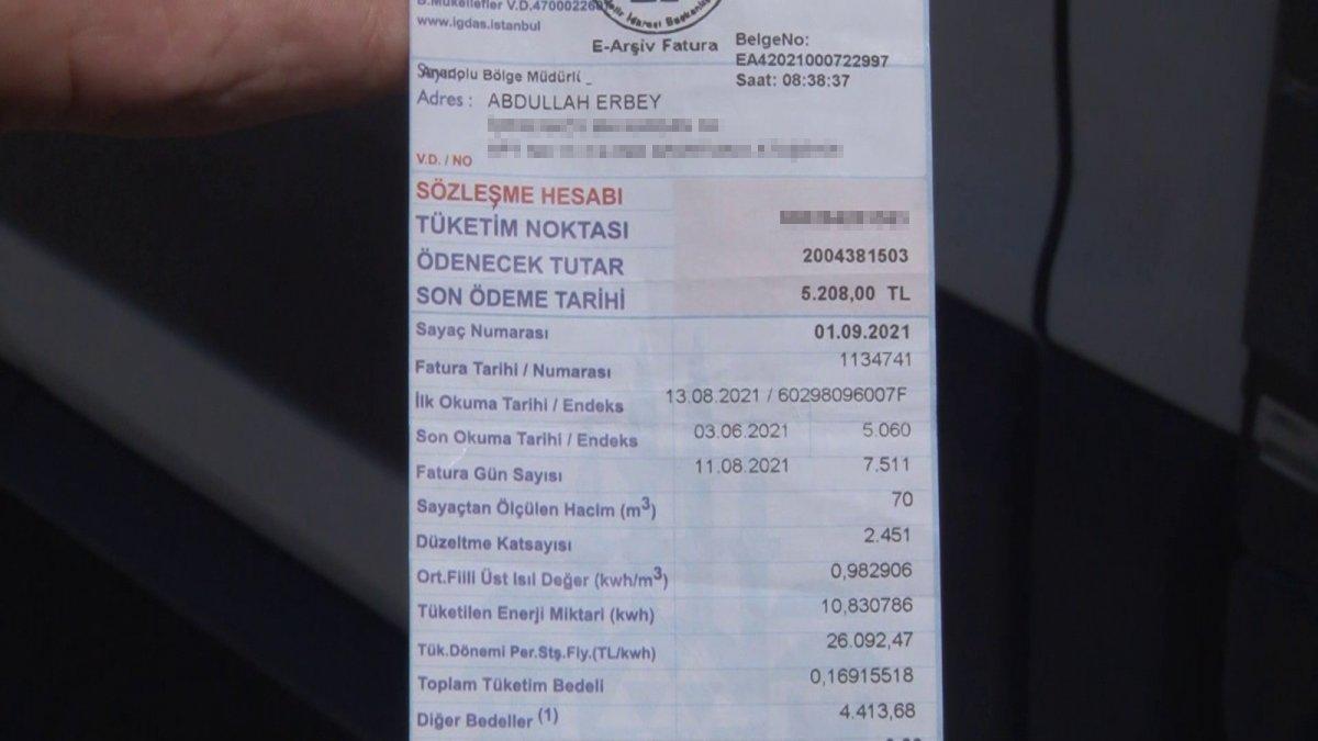 İstanbul'da yaz ayında gelen 5 bin 208 TL doğalgaz faturası