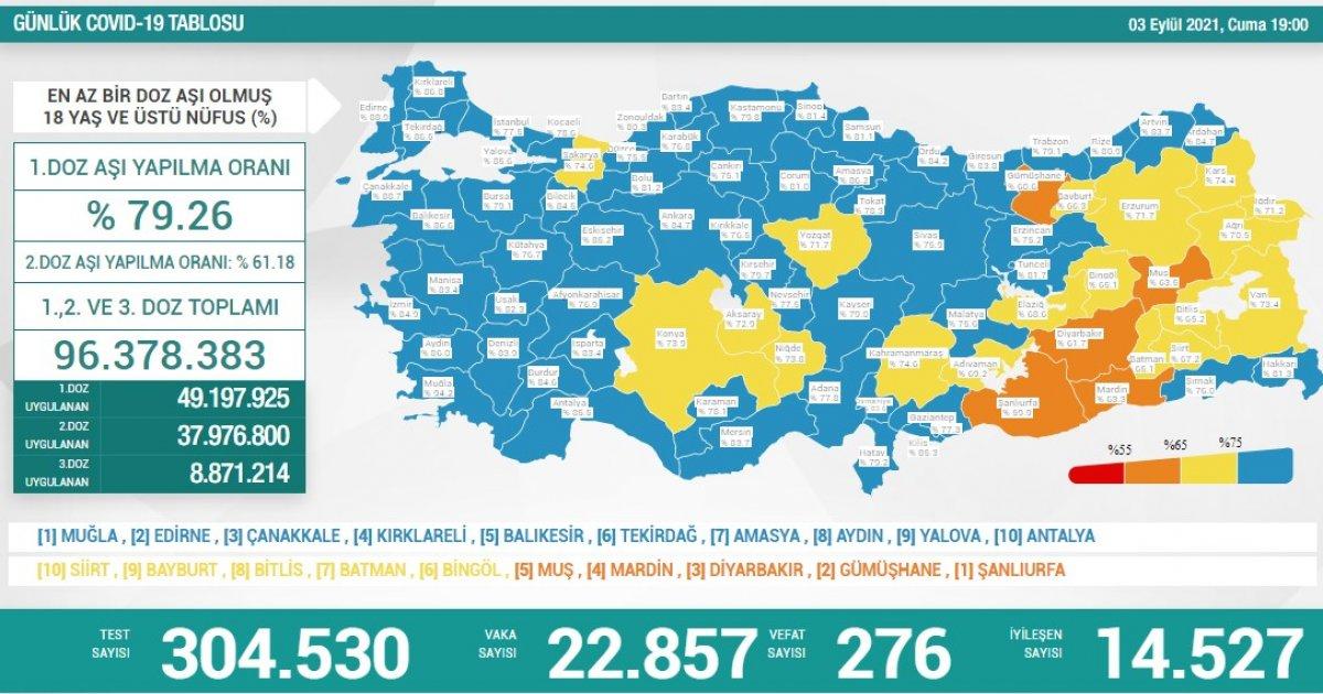 3 Eylül Türkiye'de koronavirüs tablosu