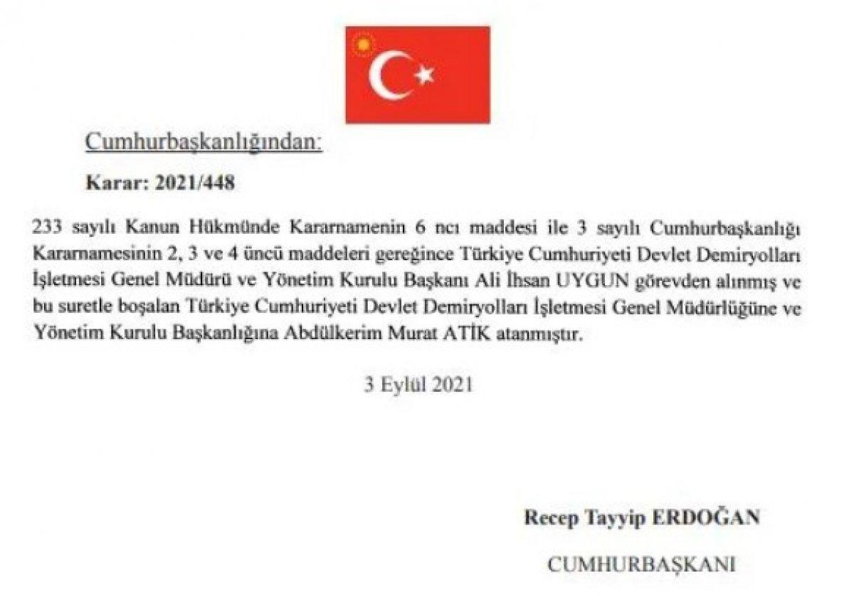 TCDD Genel Müdürlüğü'nde görev değişikliği