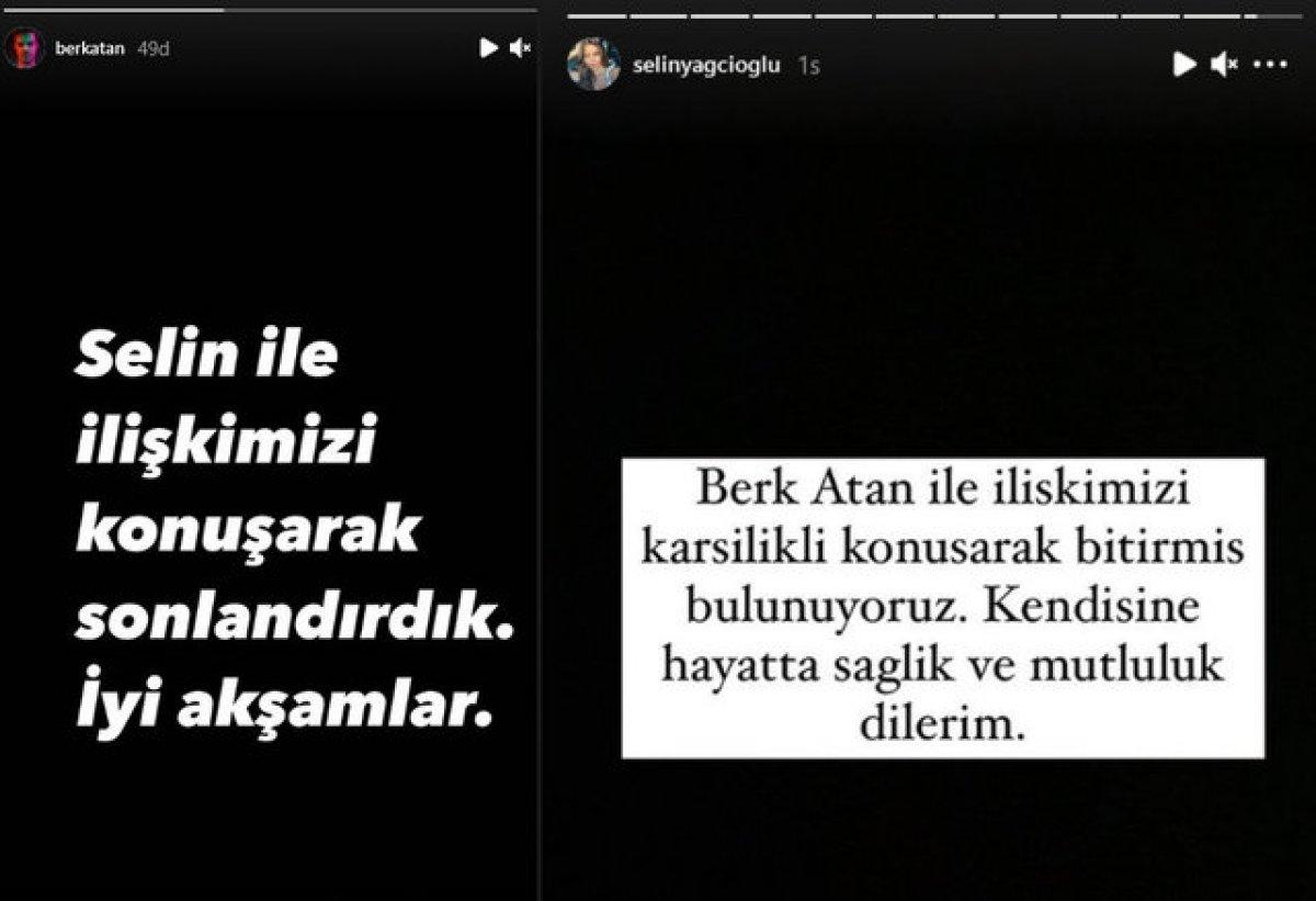Berk Atan: Selin ile ilişkimizi sonlandırdık