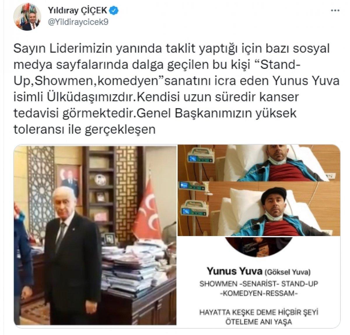Devlet Bahçeli'nin yanında Bahçeli taklidi yapan komedyen