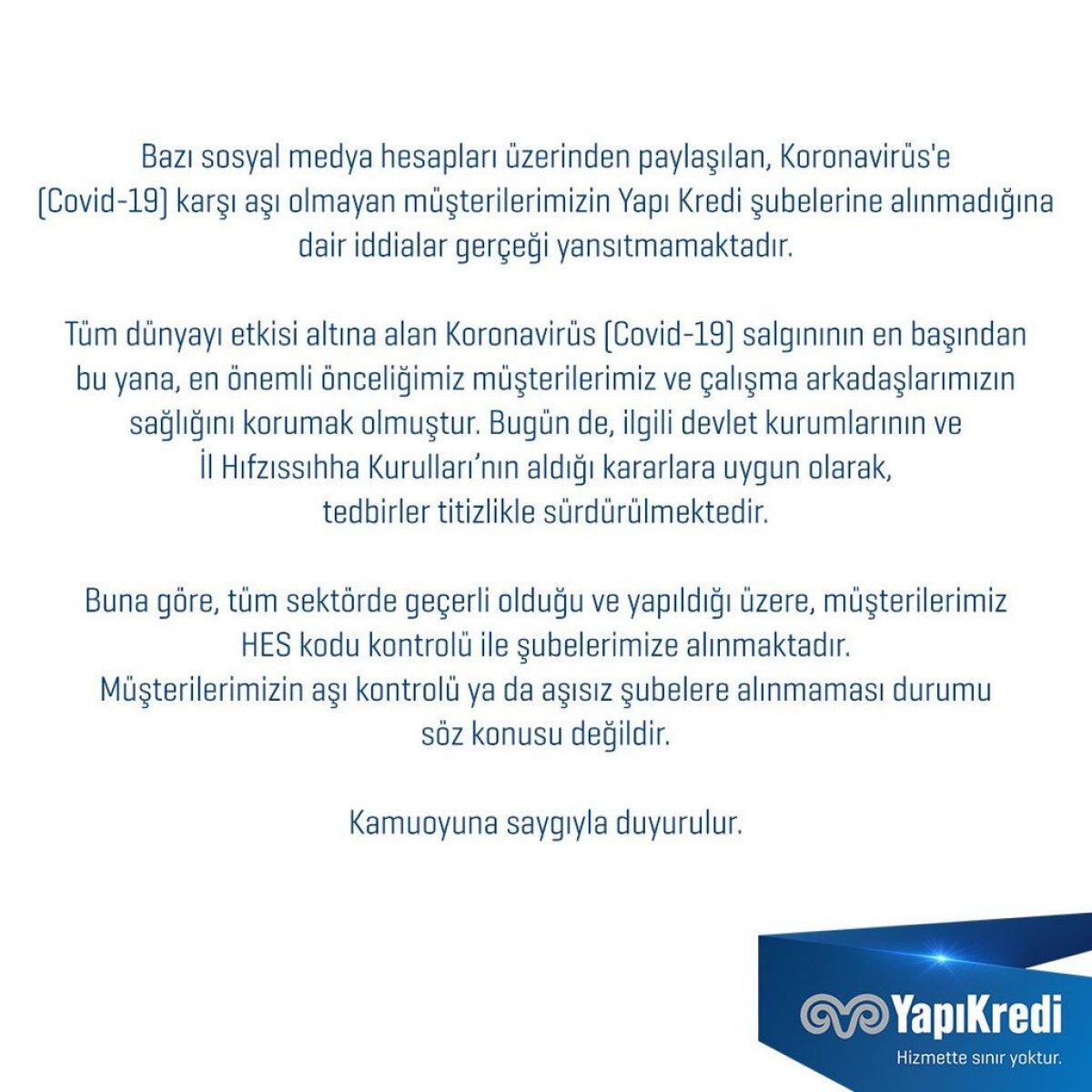 Aşı olmayanlar bankalara alınmıyor mu? O bankadan açıklama geldi...
