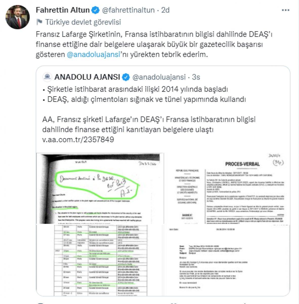 Fahrettin Altun'dan Anadolu Ajansı'na tebrik