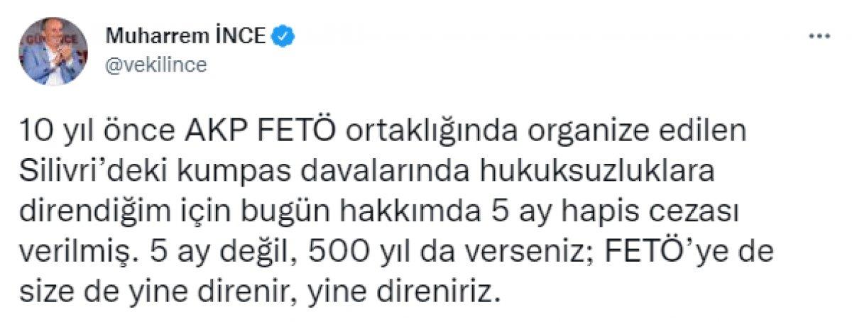 Muharrem İnce'ye 5 ay hapis cezası