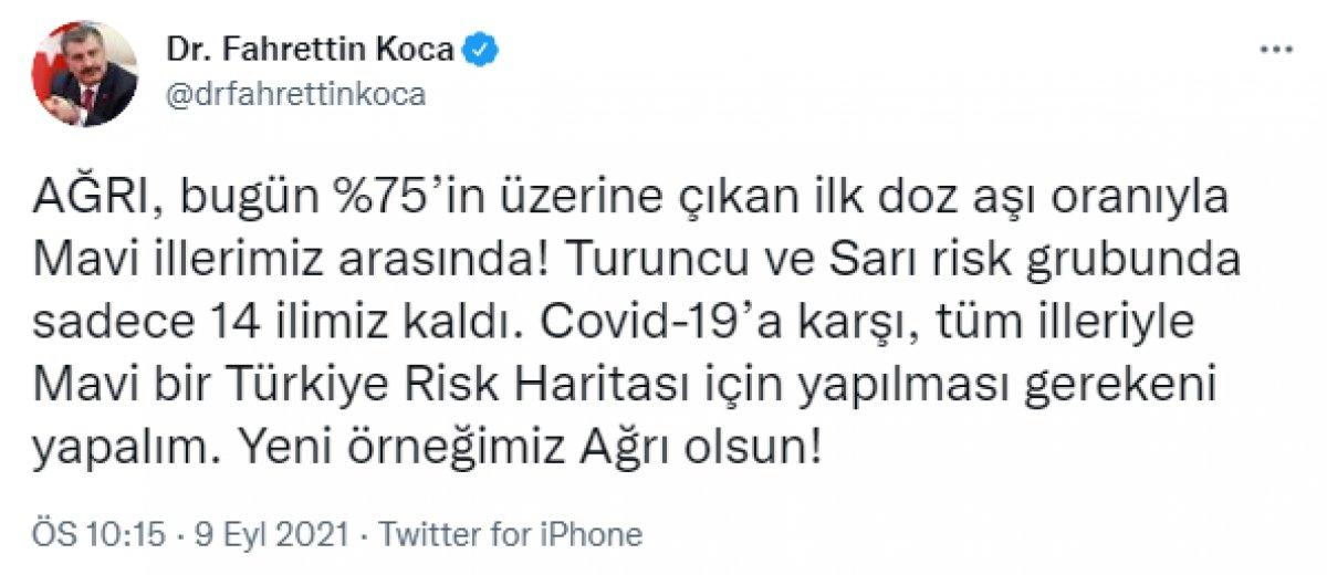 Fahrettin Koca: Ağrı da mavi illerimiz arasında