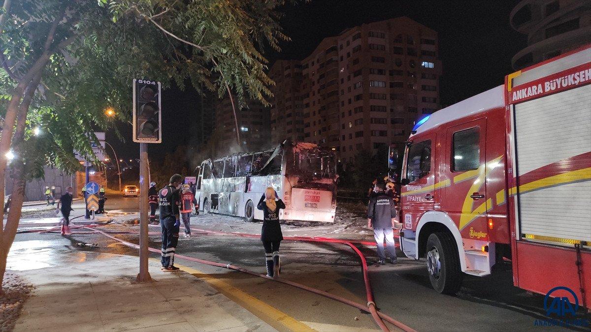 Ankara'da yolcu otobüsü alevlere teslim oldu: 1 ölü, 20 yaralı