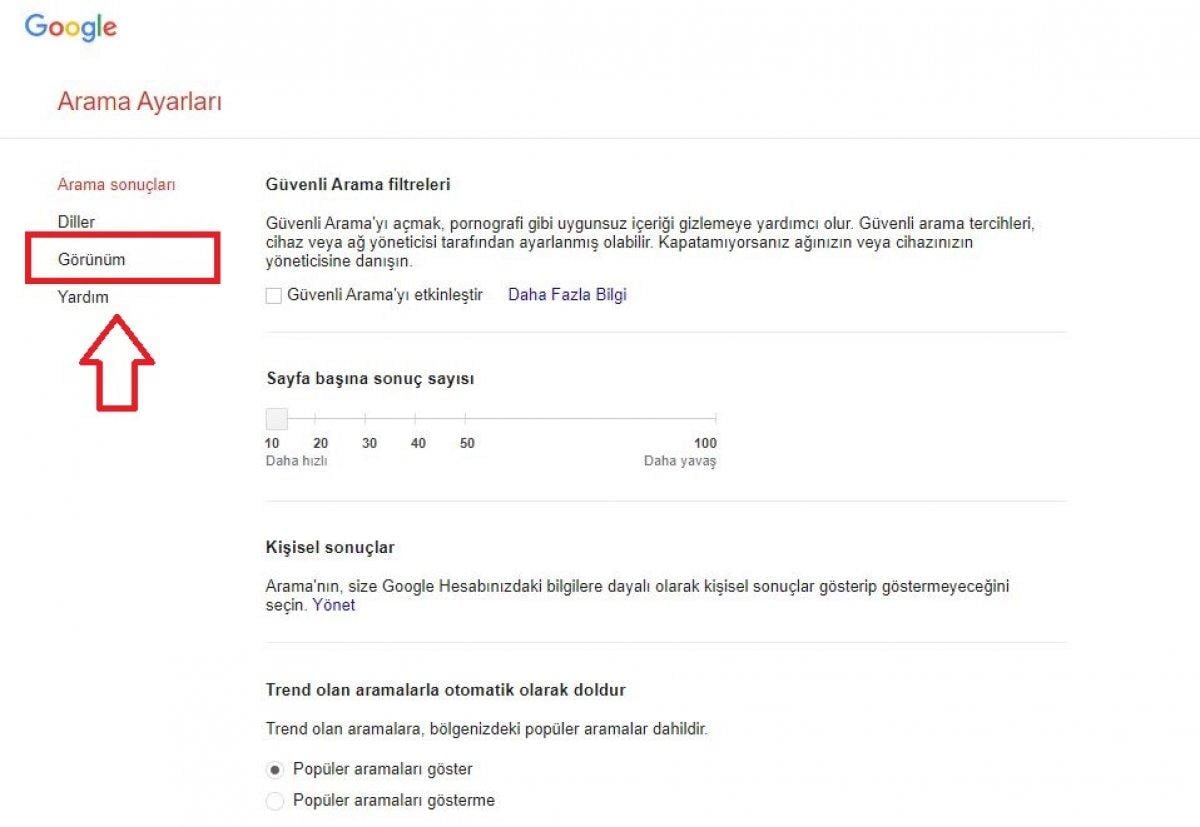 google karanlık tema nasıl açılır