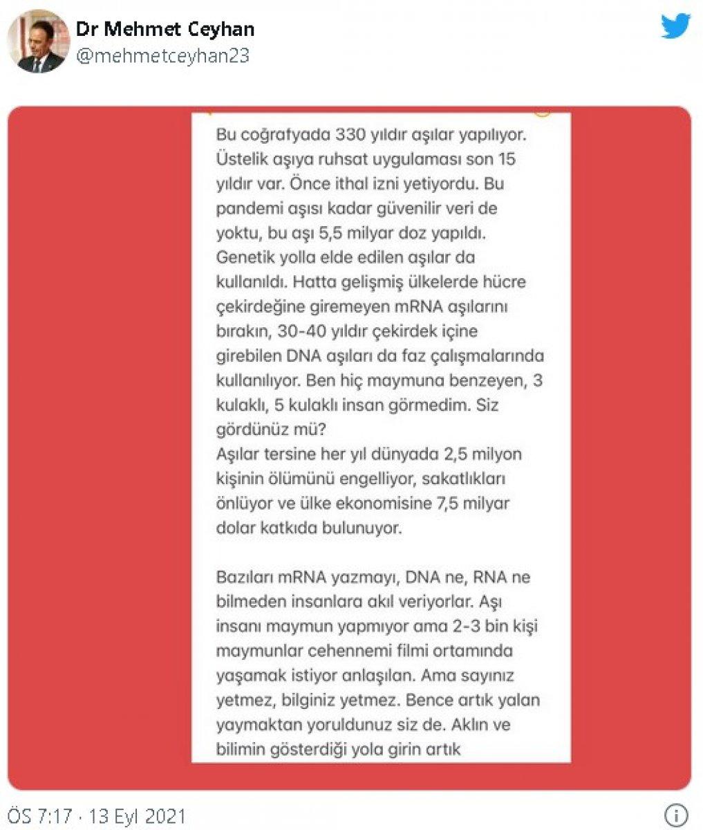 Mehmet Ceyhan: Ben hiç maymuna benzeyen insan görmedim