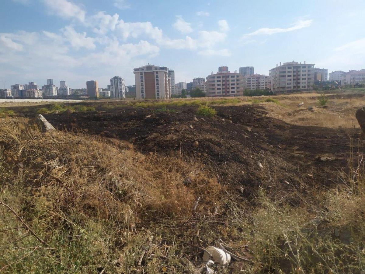 Ankara'da yıldırım düşen boş arazide yangın çıktı