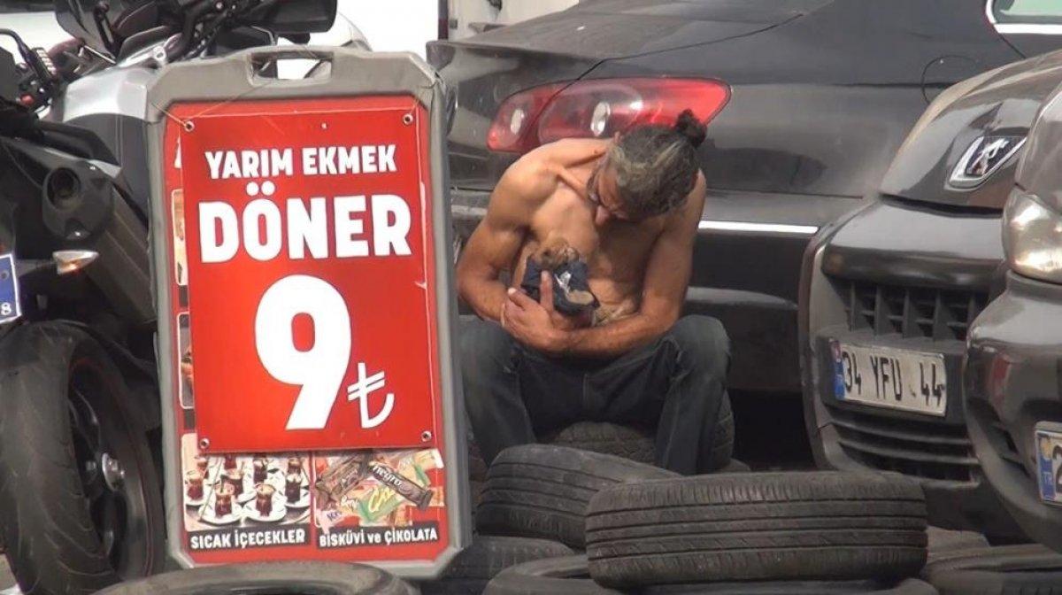 Şişli’de çıkan yangında esnaf yanmak üzere olan kediyi kurtardı