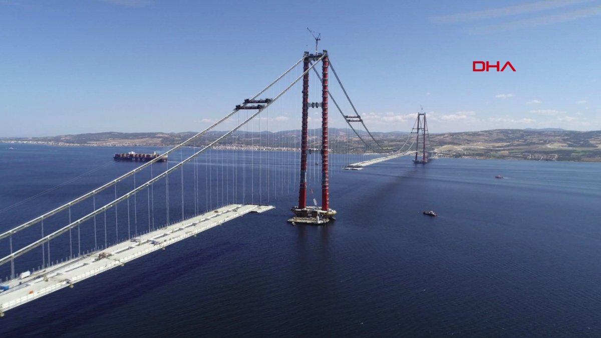 1915 Çanakkale Köprüsü'nün tamamlanan Lapseki yakasından geçiş yapıldı