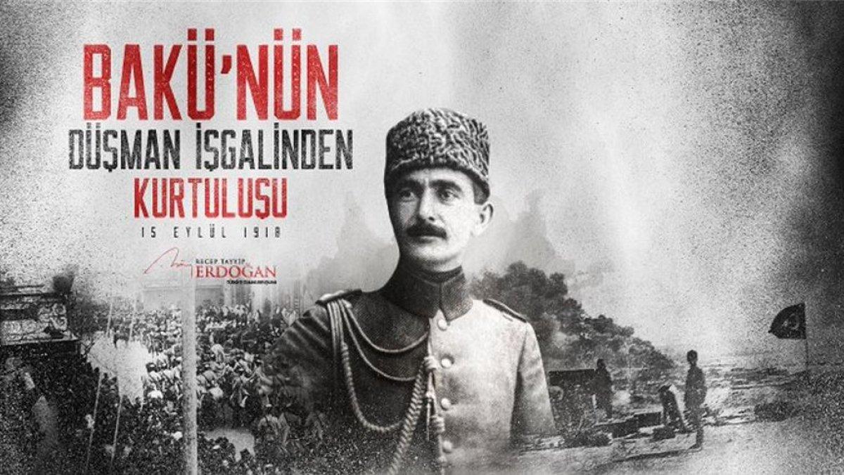 Cumhurbaşkanı Erdoğan'dan, Bakü'nün kurtuluş yıl dönümü mesajı