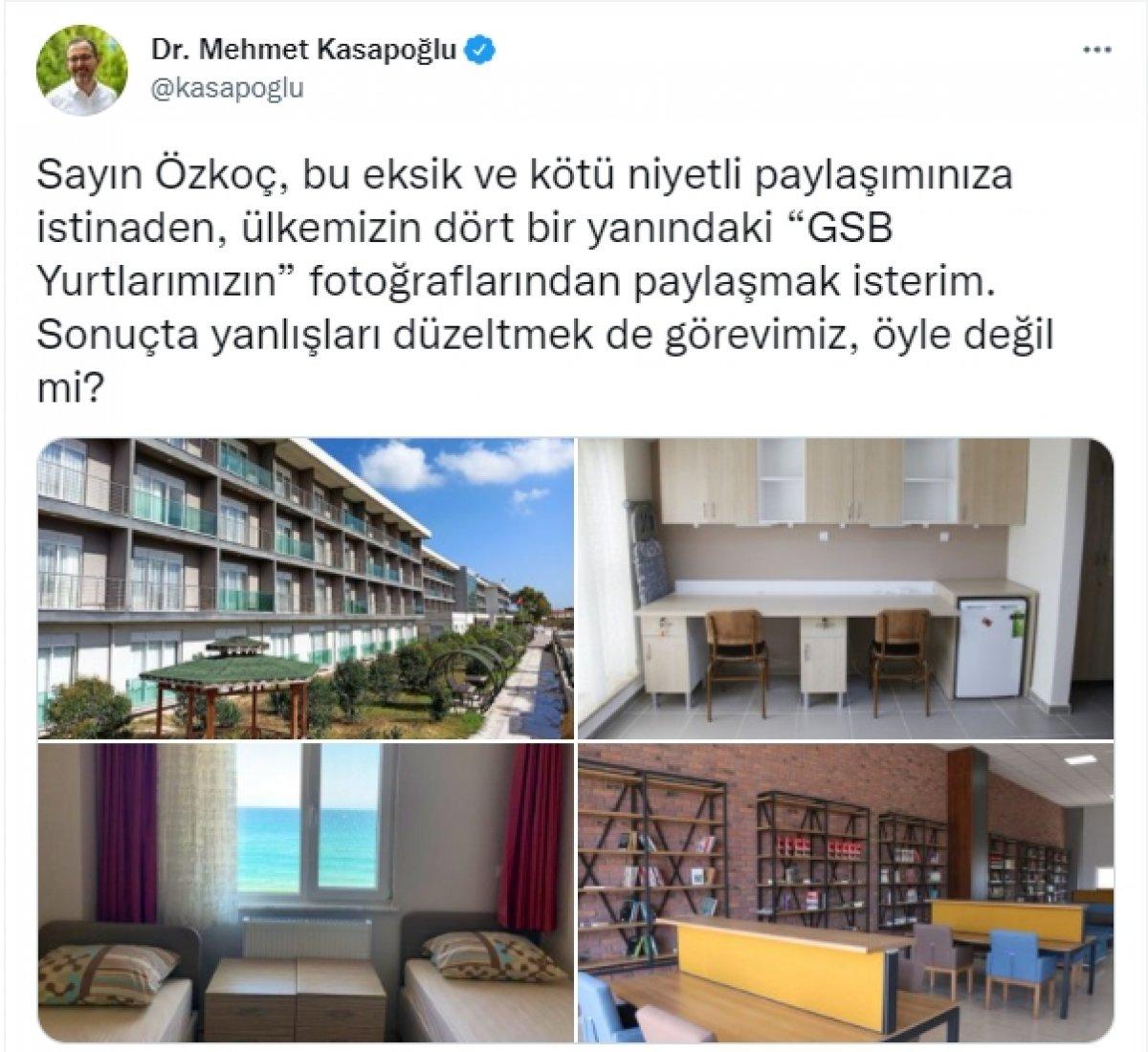 Mehmet Kasapoğlu'ndan Engin Özkoç'a KYK yurdu yanıtı