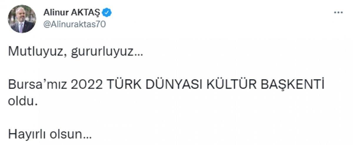 Türk Dünyası Kültür Başkenti unvanı Bursa'ya verildi