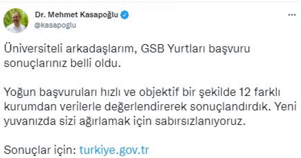 Yurt başvuru sonuçları açıklandı