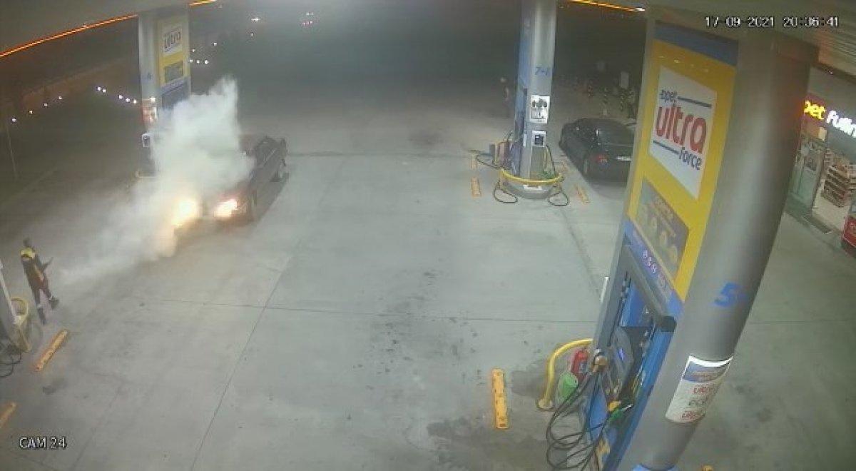 Çanakkale’deki benzin istasyonunda facianın eşiğinden dönüldü