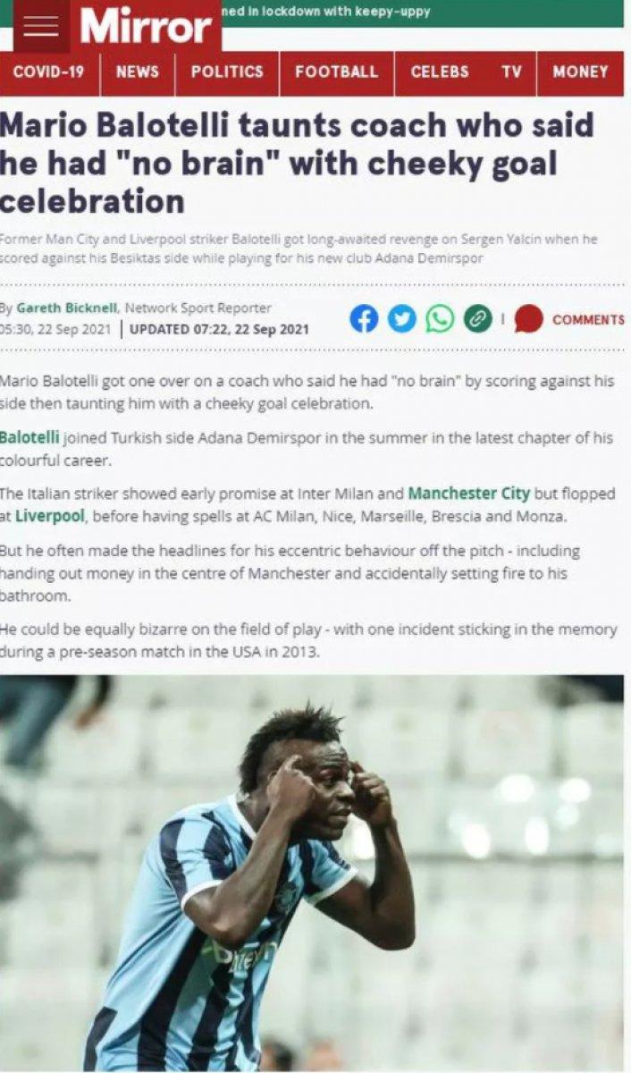 Balotelli'nin yaptığı hareket dünya basınında manşet oldu