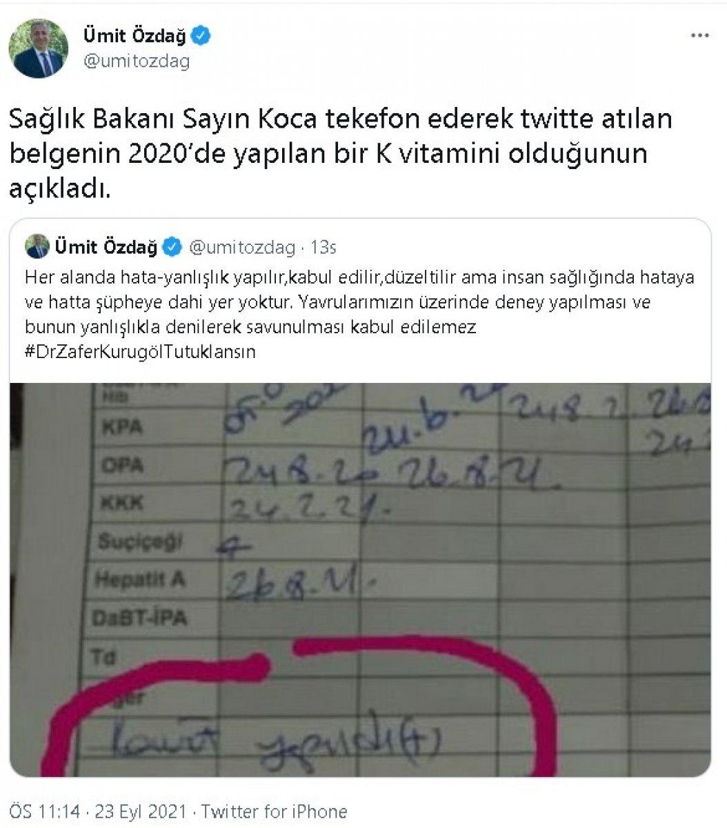 Sağlık Bakanı Koca, çocuklara yapılan aşılar hakkında Ümit Özdağ'ı bilgilendirdi