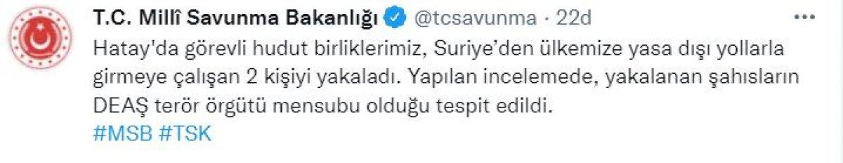 Suriye'den giriş yapmaya çalışan 2 DEAŞ'lı yakalandı