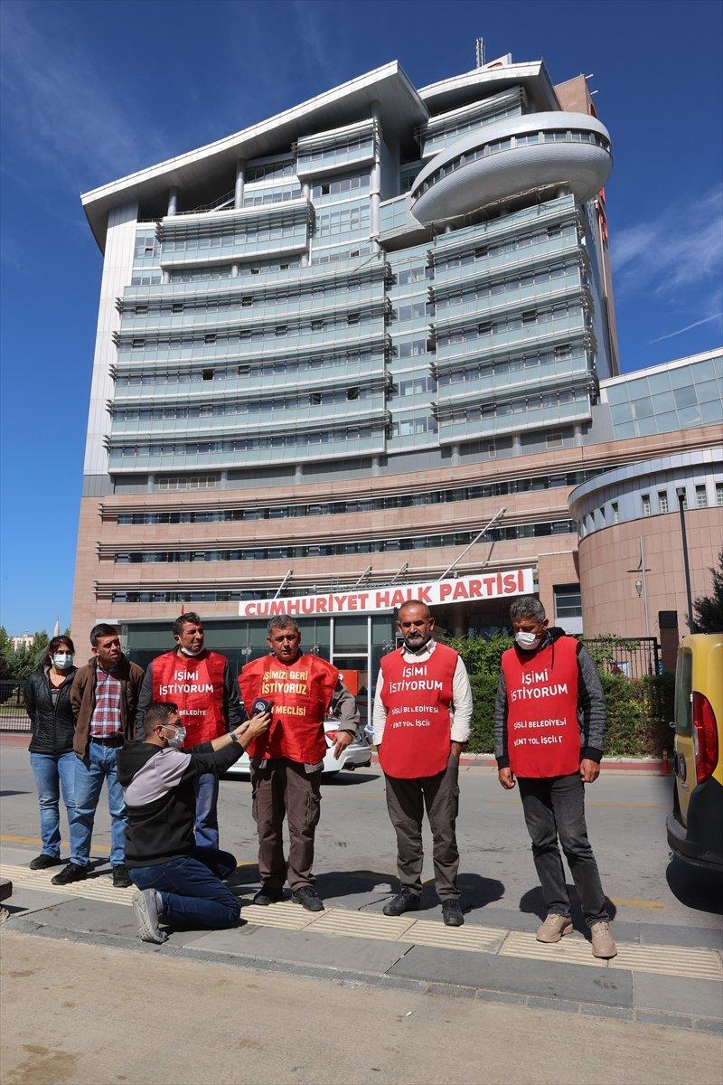 İşten çıkarılan işçiler CHP Genel Merkezi önünde basın açıklaması yaptı