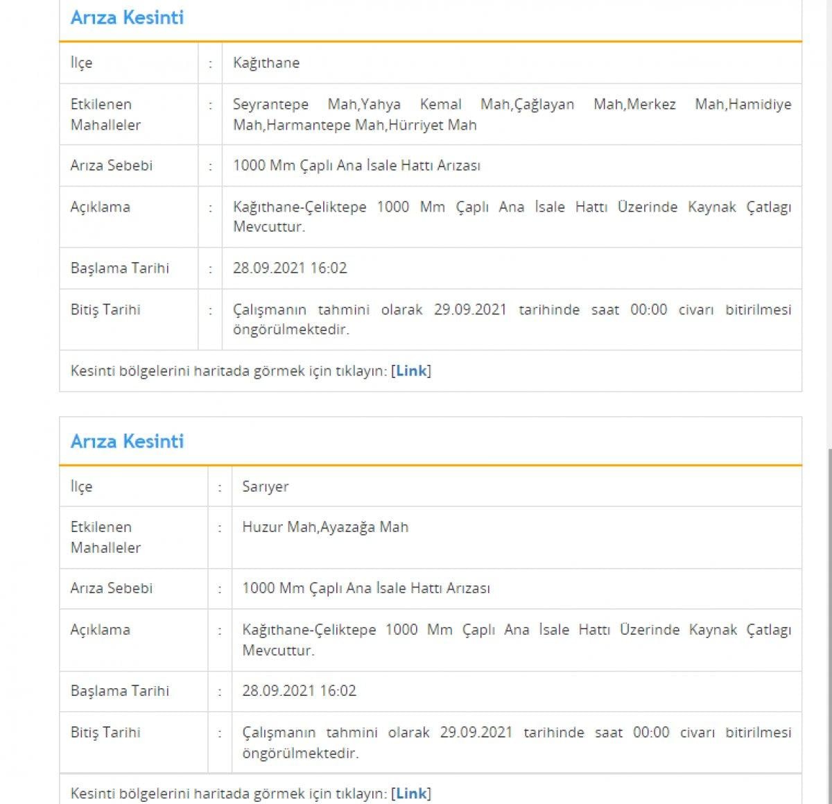 İstanbul'da sular ne zaman gelecek? 28 Eylül 2021 İSKİ su kesintisi ve arıza sorgulama