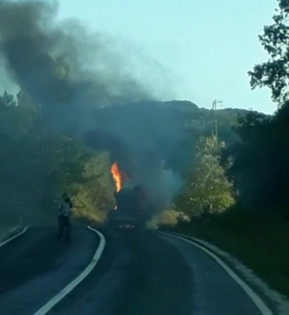 Bursa'da sülfürik asit dolu tanker yandı