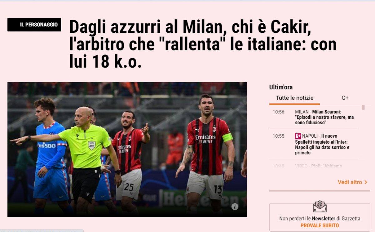 Cüney Çakır'ın verdiği karar İtalya'da olay oldu