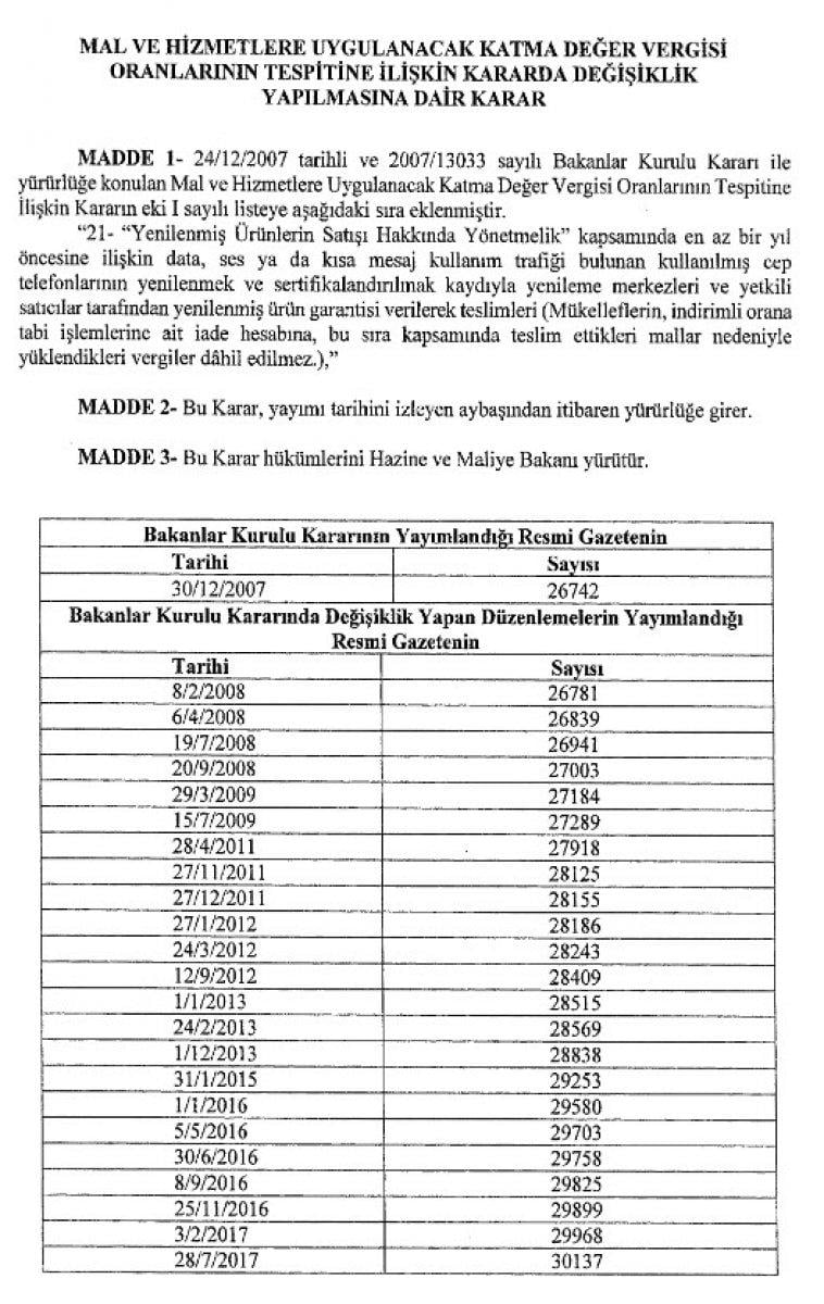 Cep telefonlarında KDV oranı yüzde 1'e indirildi