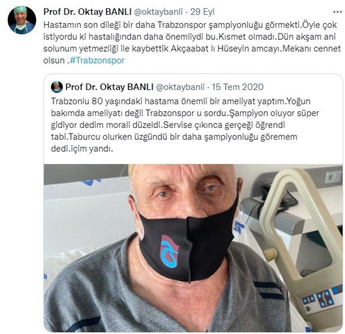 Yoğun bakımda Trabzonspor maçını soran yaşlı adam yaşamını yitirdi