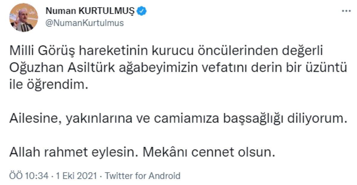 Siyaset dünyasından Oğuzhan Asiltürk için taziye mesajları