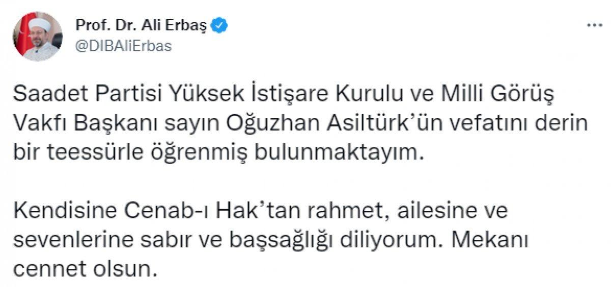 Siyaset dünyasından Oğuzhan Asiltürk için taziye mesajları