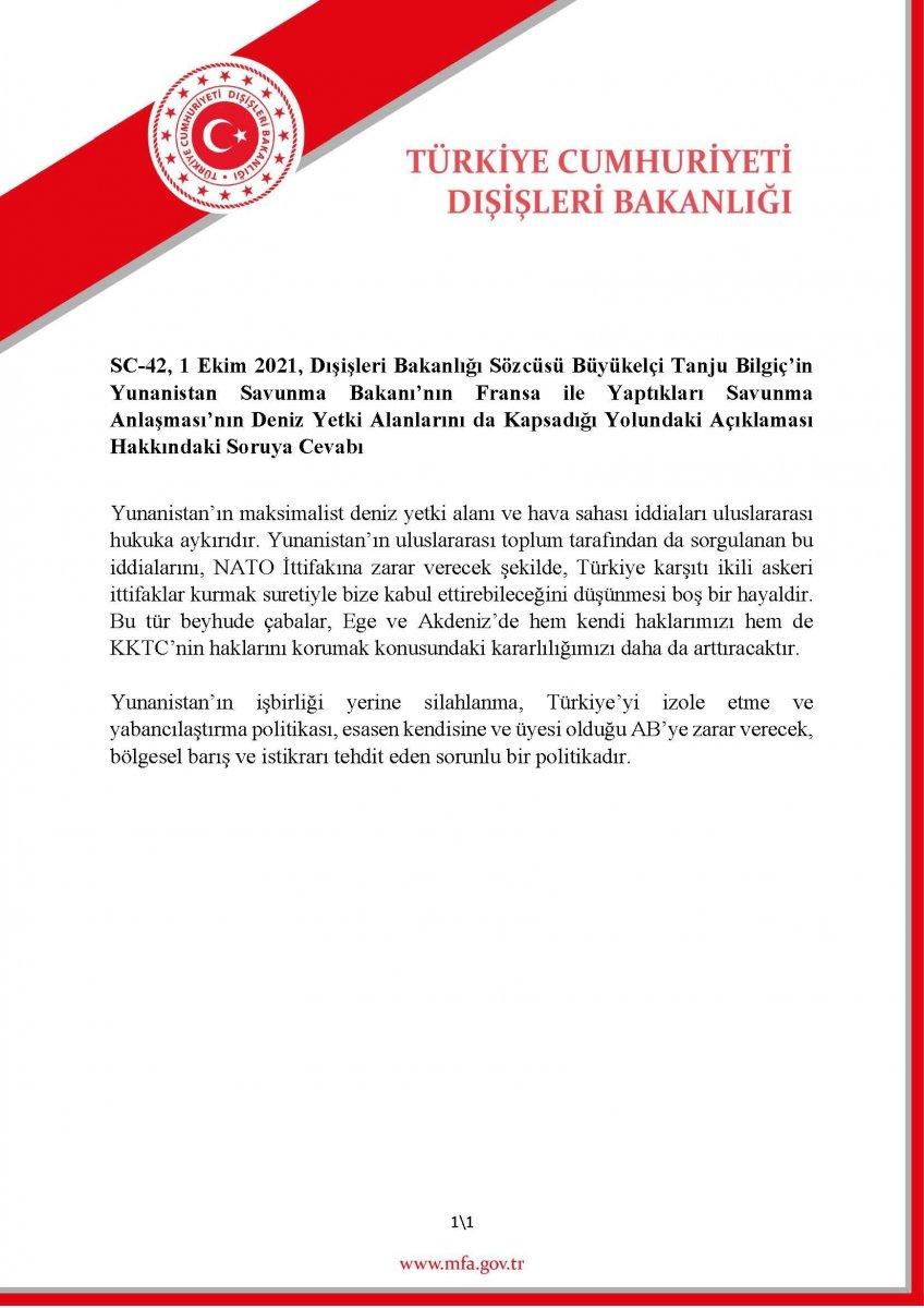 Dışişleri Bakanlığı'ndan Yunanistan'a sert tepki: Boş bir hayal