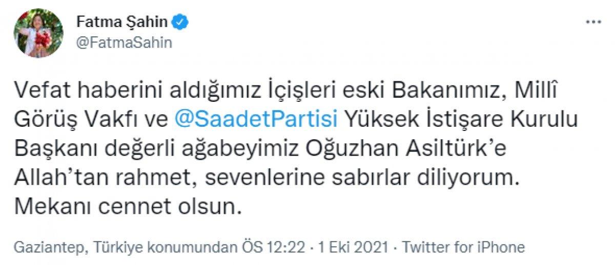 Siyaset dünyasından Oğuzhan Asiltürk için taziye mesajları