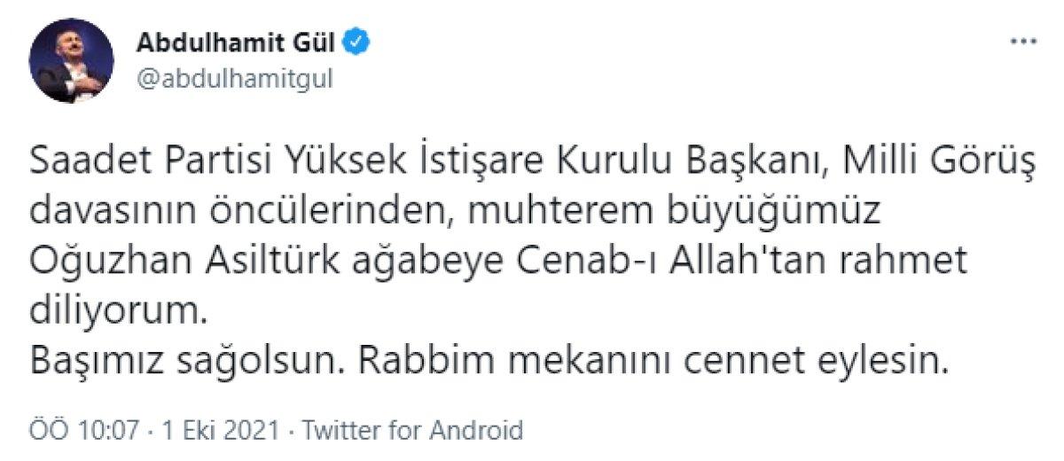 Siyaset dünyasından Oğuzhan Asiltürk için taziye mesajları