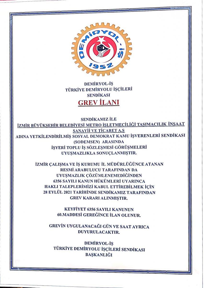 İzmir'de metro çalışanları toplu iş sözleşmesi nedeniyle greve başladı