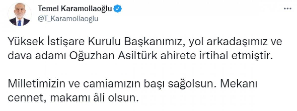 Siyaset dünyasından Oğuzhan Asiltürk için taziye mesajları