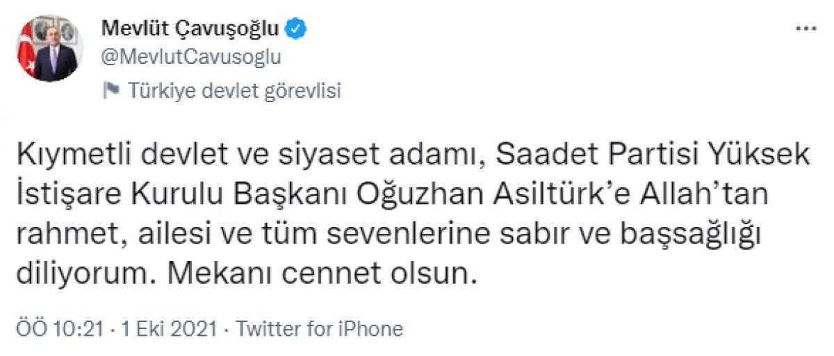 Siyaset dünyasından Oğuzhan Asiltürk için taziye mesajları