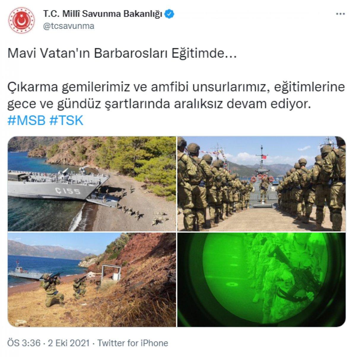 MSB: Çıkarma gemilerimiz ve amfibi unsurlarımız eğitimlerine devam ediyor