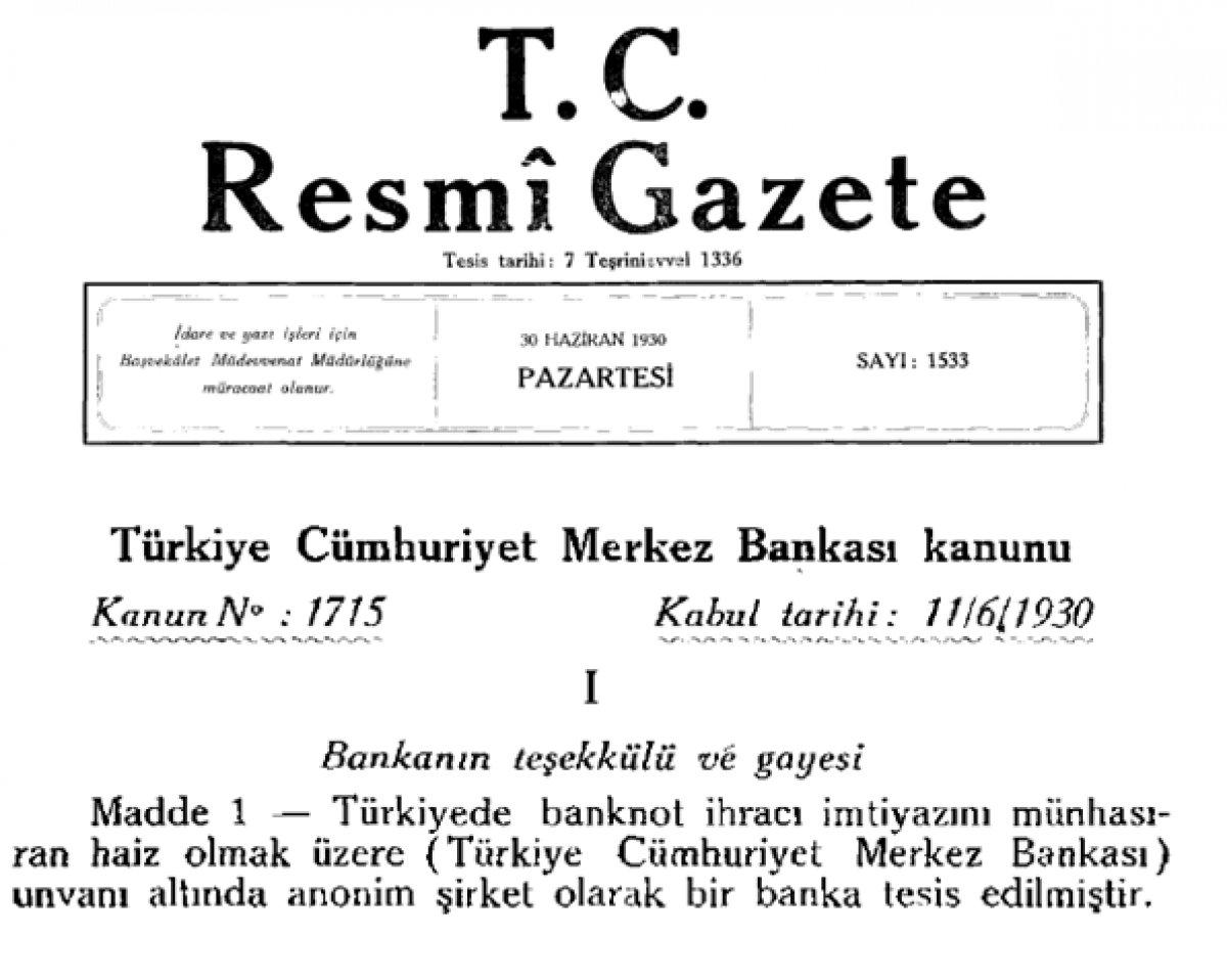 TCMB 90 yıl önce bugün kuruldu