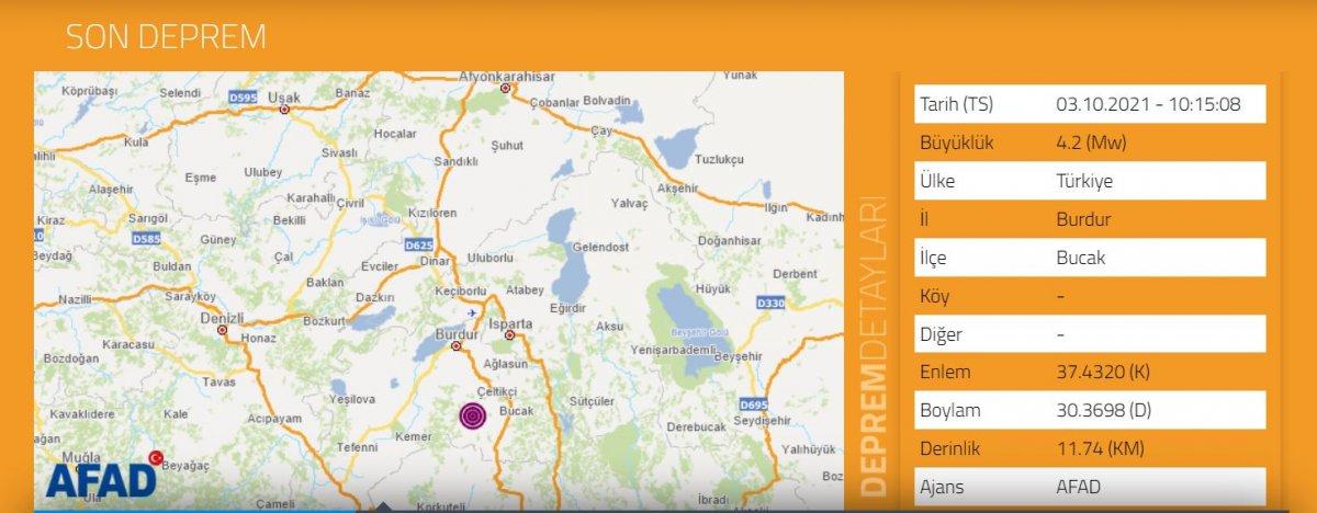 Burdur'da 4.2 büyüklüğünde deprem oldu