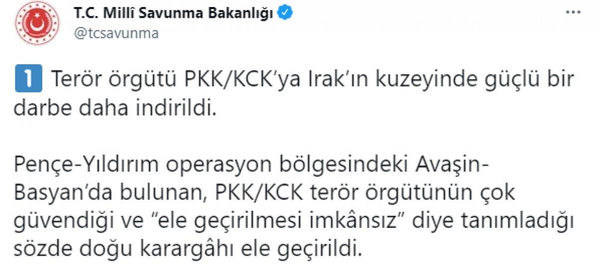 MSB: 12 terörist silahlarıyla birlikte etkisiz hale getirildi